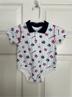 Dockers Baby 9-13 Months Navy & White Baseball Polo One-Piece Kids 100% Cotton